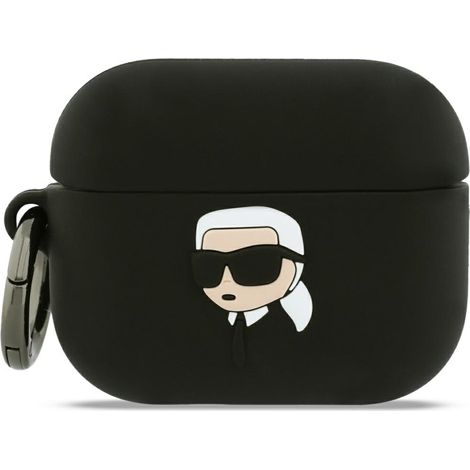 Karl Lagerfeld Silikonhülle mit Karl-Lagerfeld-Kopf (3D) für AirPods Pro 3, Schwarz (1/4)