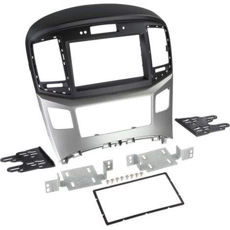Facade autoradio 2DIN compatible avec Hyundai H1 ap15 Noir Argent Avec clim