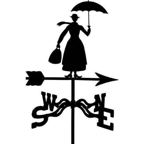 Metall-Wetterfahne-Dekoration, Retro-Design, Mann mit Regenschirm, Richtungsanzeiger, Messwerkzeug für den Außenbereich, Dach, Garten, Wetterfahne, Gartenstecker
