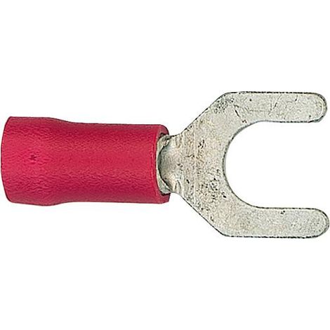 Cosse de cable en forme fourchu isolee, 1,25 mm², 4,3 mm Couleur rouge, emballage : 100 pcs