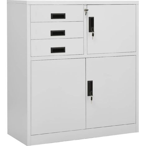336406 vidaXL Office Cabinet Light Grey 90x40x102 cm Steel (1/5)