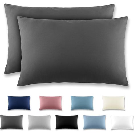 Taie Oreiller 50x70 Gris foncé - Lot de 2 Taies d'Oreillers 50 x 70 Carré en Microfibre Brossée, Housse Oreiller Coussin Oreiller avec Fermeture Éclair (1/5)