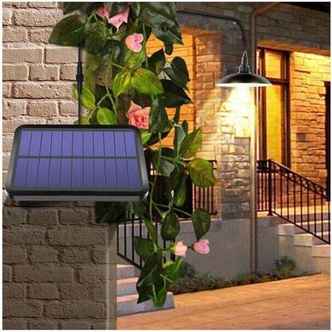 Solaire lampes Lustre solaire avec télécommande étanche 2 têtes câble 3 m - Lumière chaude (1/4)