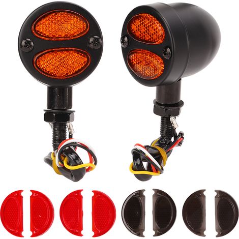 Clignotants LED Moto 12V Universels, Paire de Feux Indicateurs Double Couleur pour Motorbike, Clignoteurs Noirs (1/5)