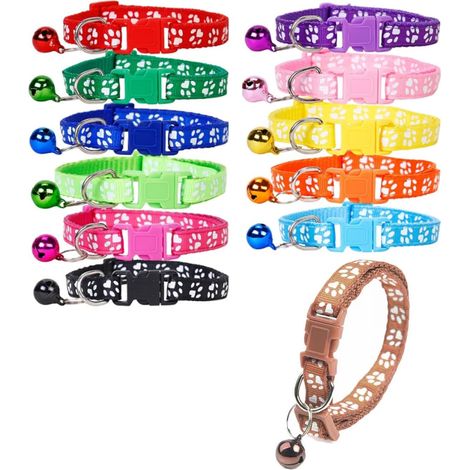 12 Pièces Collier Chiot 19-31cm Collier Chat Anti étranglement Collier Chaton Collier pour Chiot Collier Chiot Reglable Et Sonnerie Boucle De Libération Rapide Sécurité (1/5)
