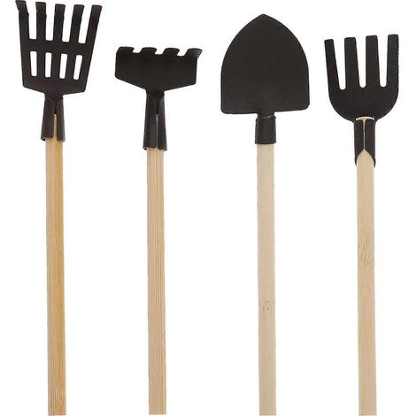 Ensemble de 4 mini-râteaux, pelles et fourches à foin - Jouets pour enfants - Mini-maisons et outils de jardinage-13X3X1CM-Black