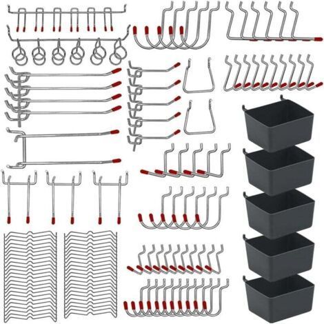 Set, Metal Pegboard Hooks, Hanging Utility Organizer with Bins, Peg Locks for Organizing Tools, Workshop and Garage Accessories (1/4)