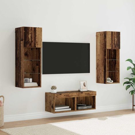 TV-Wandregale Wandmontiert 4 pcs Artisan-Eiche Holzwerkstoff