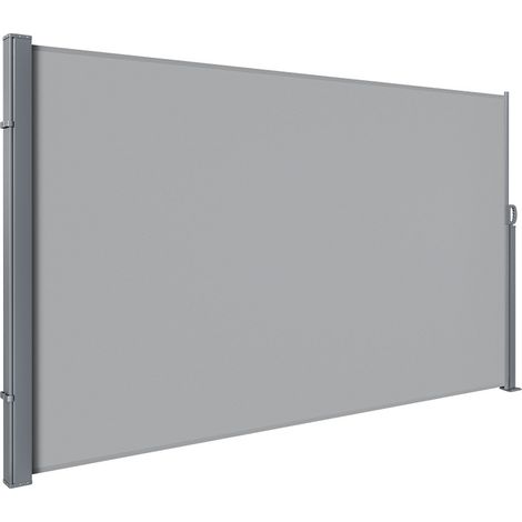 Randaco Tenda laterale retrattile, paravento da esterno 180x300 cm, frangivista da giardino, schermo protettivo, schermo per balcone e terrazza grigio