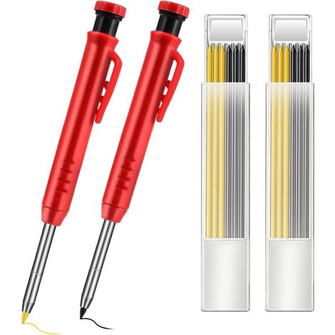 2-teiliges Set aus mechanischen Holzbearbeitungsbleistiften, inklusive 2 Anspitzern und 12 Minen zum Zeichnen, Ritzen und für Holzarbeiten (1/5)