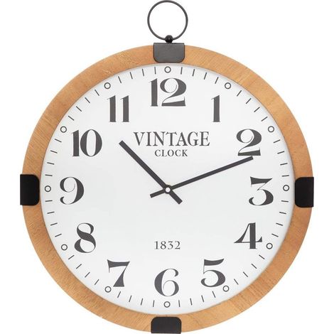 ATMOSPHERA Wanduhr, leise, aus Holz, Vintage-Stil, 38 cm  - Atmosphera