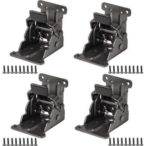 pair Lot de 4 charnières pliantes autobloquantes noires pour pieds de table, charnières pliantes de 0 à 90 degrés, charnières d'extension de table pliante avec vis pour pieds pliants, établi, extensio (1/5)