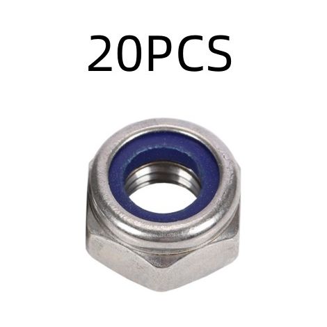 Ecrou Hexagonal Auto-Bloquant - Ecrou Stop DIN 985 - Acier Inoxydable A2-70 - Filetage M6 - Lot de 20 (1/2)