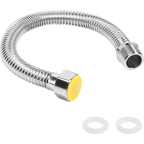 Flexible Hoses 3/4 Inch Stainless Steel Flexible Hose Pipe Universal Stainless Steel Connection Pipe for Water Heating Softener 40cm (1/5)