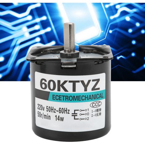 Moteur synchrone à courant alternatif XD60KTYZ+ avec support, 14 W, à aimant permanent, à faible vitesse, bidirectionnel, à couple élevé et arbre excentrique, 50 tr/min, 220 V CA. (1/5)