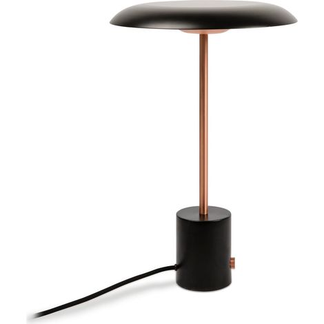 Hoshi Led Lampada Da Tavolo Nera E Rame Spazzolato Marca Faro