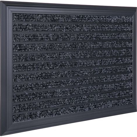Relaxdays Fußmatte, 80x50 cm, Aluminium, wetterfest, rutschfest, Türvorleger innen & außen, Schmutzfangmatte, schwarz