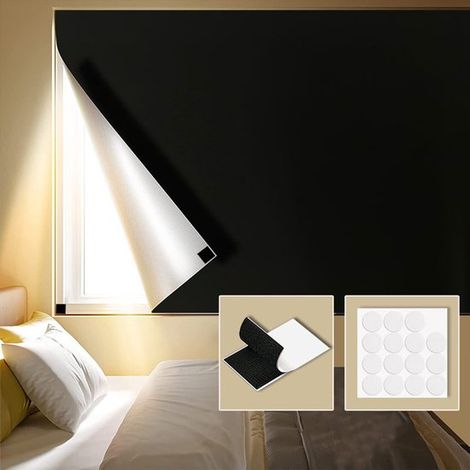 Rideau occultant portable en tissu Oxford 420D (145 x 100 cm) - Installation sans perçage - Dimensions personnalisables - Noir (1/5)