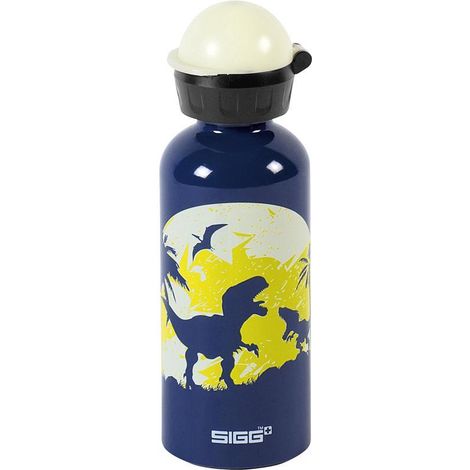 SIGG Kids Water Bottle Glow Moon Dinos Thermosflasche 0,4 l Blau, Gelb