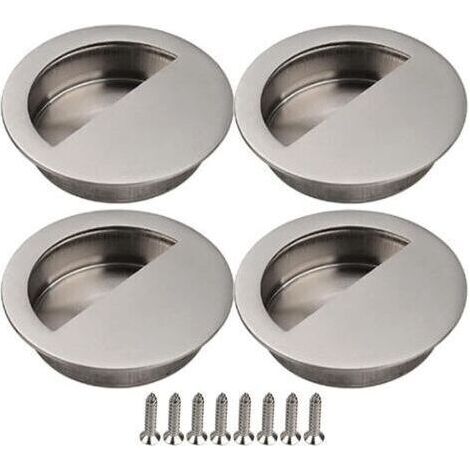 Set of 4 (Silver) Sliding Door Handles, Recessed Pulls for Sliding Door Cabinets, Furniture Handles (1/5)