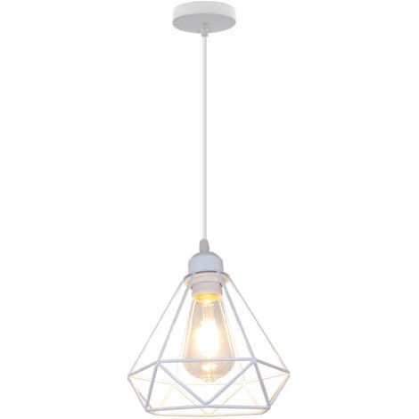 royaluxe- Suspension Luminaire Rétro Plafonnier Moderne Lampe À Suspension Vintage Diamant Lustre Éclairage Intérieur E27, Blanc