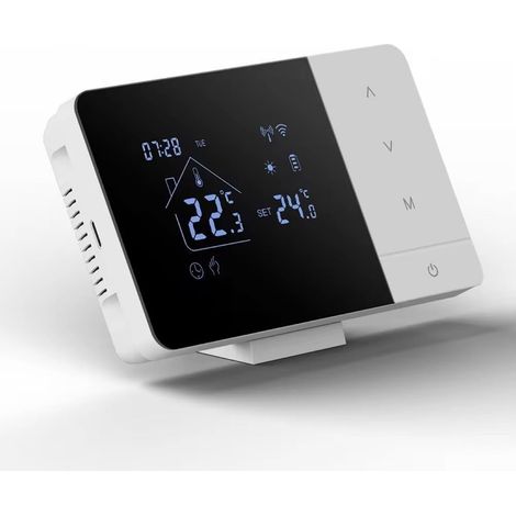 2-Draht-WLAN-Smart-Thermostat – 1 Stück – Schwarz-weißes ABS – Heizung und Kühlung – Tuya Smart Life – 140 x 81 x 20 mm (1/5)