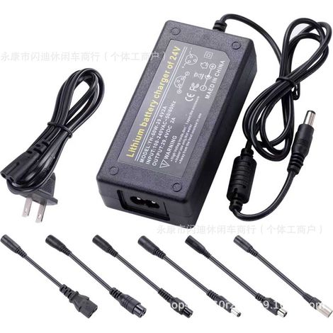 Chargeur pour trottinette électrique auto-équilibrée à deux roues 29,4 V CC 2 A, chargeur pour skateboard électrique 24 V, chargeur de batterie au lithium CC à tête ronde