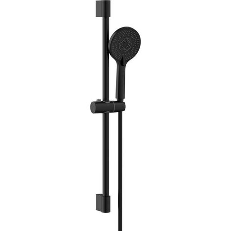 Kit barre de douche, support coulissant 700mm, noir mat (1/4)