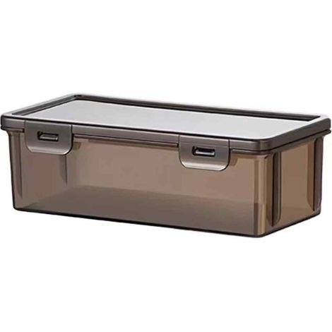 1 Boîte de rangement, transparente noire, structure robuste, taille compacte, pour bureau et coiffeuse (1/5)