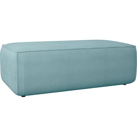 Pouf en velours côtelé bleu turquoise AMELIA (1/4)