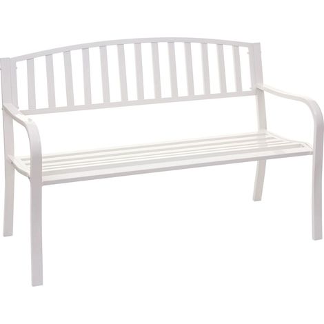 Panca panchina 2 posti giardino terrazza decorativa elegante HHG-696 acciaio verniciato bianco