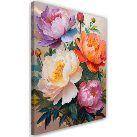 Tableau déco Pivoine peinte fleur colorée 70x100 (1/5)