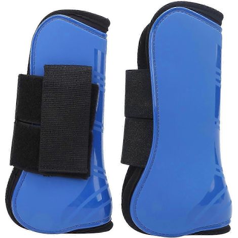 Guêtres de tendon pour chevaux, coque épaisse en PU, protection des jambes pour l'équitation de compétition, bleu, taille XL, avant (1/5)