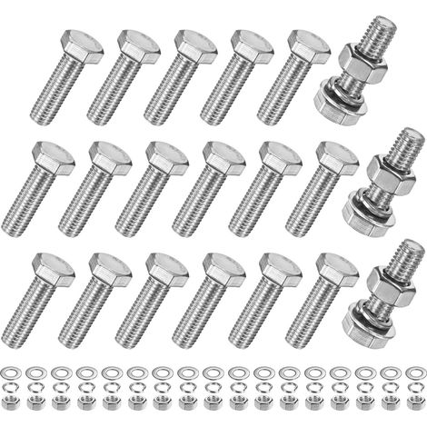 20-Pcs Vis À Tête Hexagonale Avec Écrous M10x35mm Machinerie (1/5)