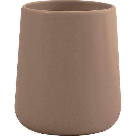 Gobelet en Céramique 300ml - 8,5x8,5x10cm - Accessoire Pratique et Esthétique pour Votre Salle de Bain - Facile à Nettoyer et particulièrement résistant à l'humidité - Cappucino