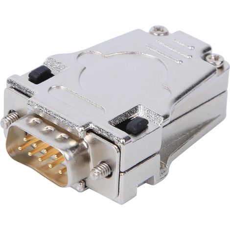 Connecteur série D-SUB ignifugé 9 broches 2 rangées mâle avec boîtier métallique DB9P-180 (1/5)