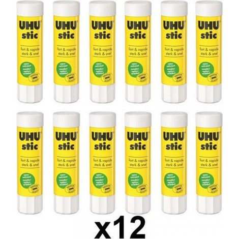 Lot de 12 bâtons de colle blanche UHU 8,2G