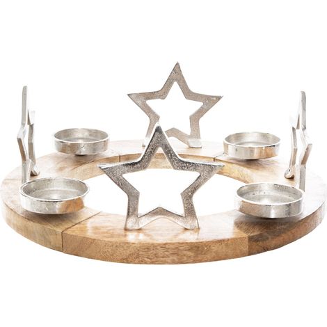 Photophore de Noël rond avec étoiles