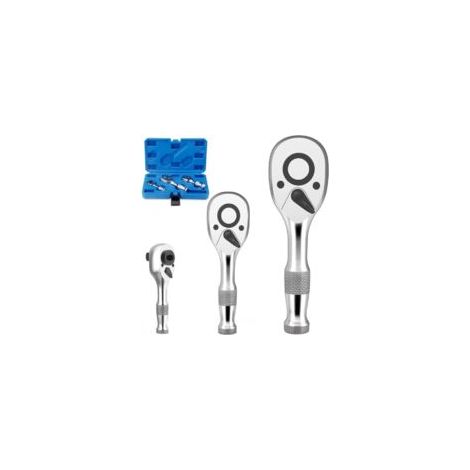 3-teiliges, umkehrbares Mini-Ratschenset (1/4", 3/8", 1/2"), 72-Zahn-Ratschenschlüssel aus Chrom-Vanadium-Stahl - Crezuo (1/4)