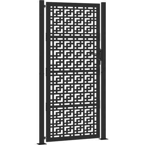 Maison Exclusive - Gartentor Schwarz 100x200 cm Stahl Kreuz-Desig (1/5)