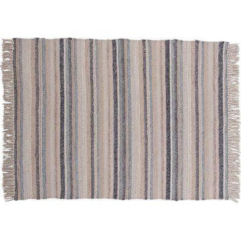 Tapis Déco en Laine "Gudha" 200x300cm Beige & Bleu (1/5)