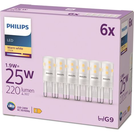LED ampoule standard, Equivalent 25W halogene, culot G9, éclairage blanc chaud 2700K, 6-pack (1/5)