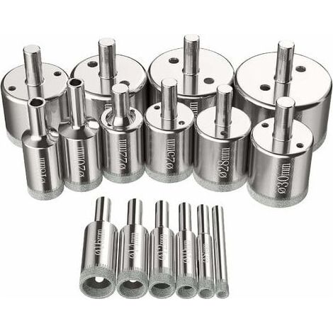 Kit Scies-Cloches Diamantées 6-50 mm - 16 pcs - Perçage Verre, Acier, Céramique, Porcelaine, Carrelage, Marbre (1/5)