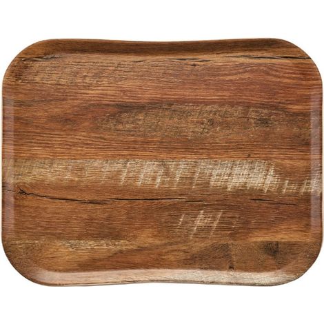 Plateau polyester Century aspect naturel bois chêne brun - 460 x 360 x 15 mm - CAMBRO