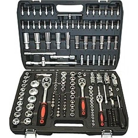 Clés à Douille 1/4'' - 3/8'' et 1/2'' - Acier au Carbone - Ensemble Complet - Outils Polyvalents pour Mécanique - Beast