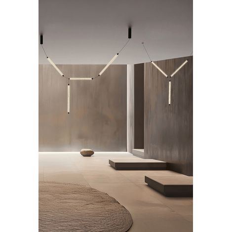 LUMINA 600 3L Sospensione curva nera incasso senza cornice 36W 2200K (1/2)