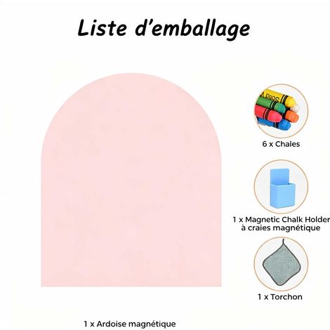 Tableau blanc magnétique pour enfants, tableau mural autocollant incurvé, disponible dans des tons doux et livré avec des craies, adapté aux garçons et aux filles. Comprend 6 craies et un porte-craies