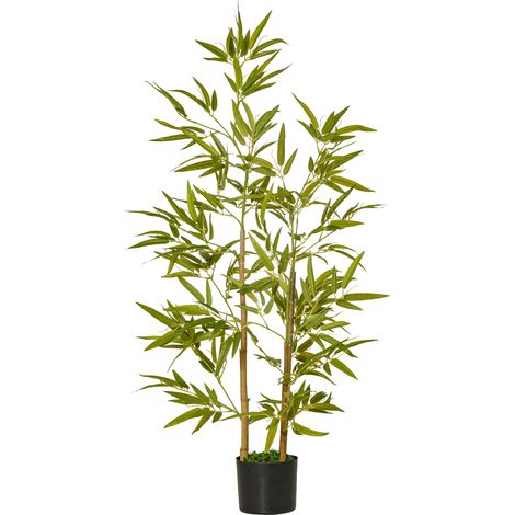 Künstliche Zimmerpflanze, 120 cm hoch, im Topf mit 336 Blättern, realistische künstliche Bambuspflanze für den Innen- und Außenbereich.