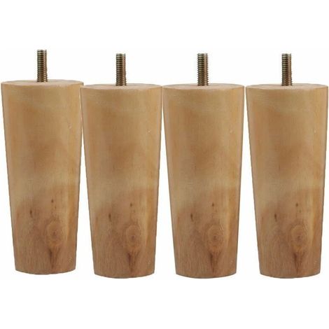 Pièces détachées pour meubles en bois massif Heritage. Pieds de canapé fuselés de 12 cm avec plaque de fixation à vis M8. Coussins antidérapants pour table à manger. (1/5)