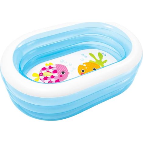 Piscina gonfiabile con misura 163x107x46 cm - Piscinetta per bambini in PVC a 3 anelli gonfiabili - Rettangolare con Pesciolini Colorati (1/5)